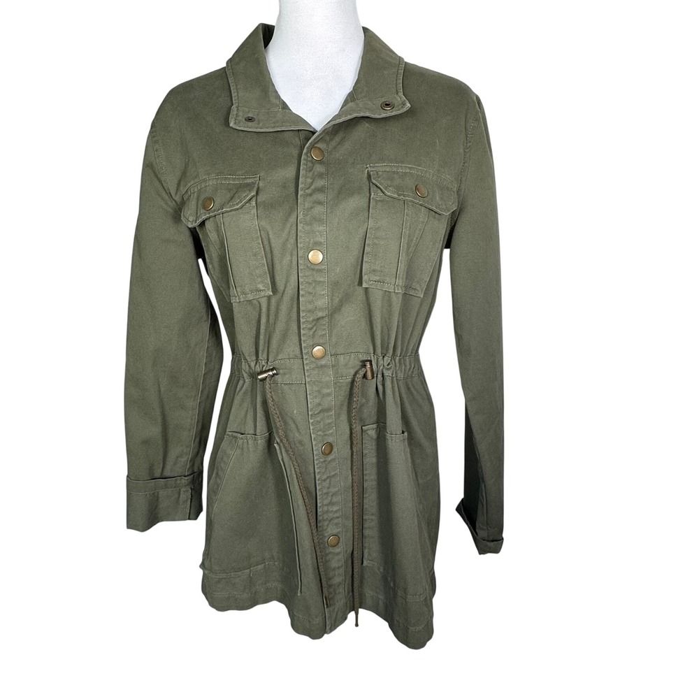 ARIZONA JEAN CO Women Medium Olive Green 100% Cotton Anorak Utility Field Jacket